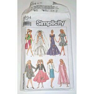 Simplicity 9334 Barbie Maxie doll clothes wardrobe 1989 NOS Uncut sewing pattern